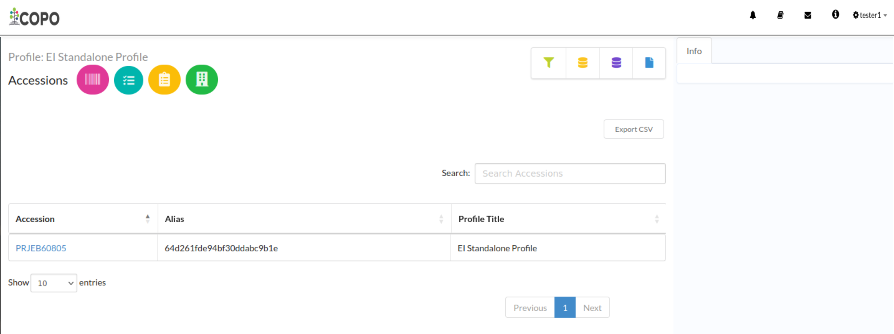 Accessions web page with Stand-alone project accessions