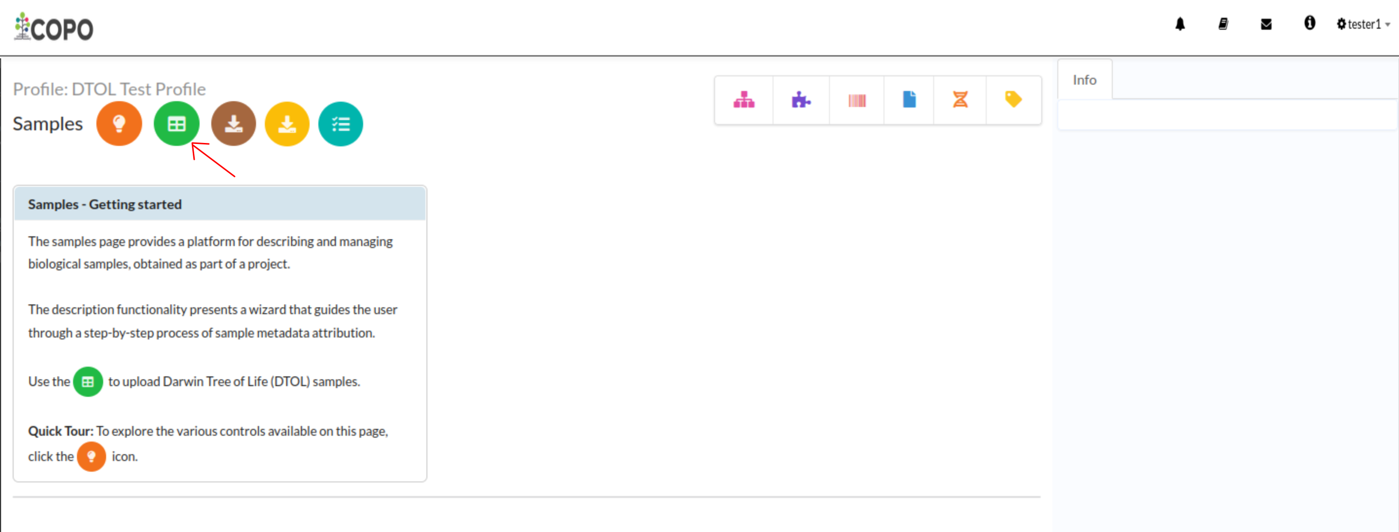 Pointer to 'Add Sample(s) from DTOL/ASG Spreadsheet' button