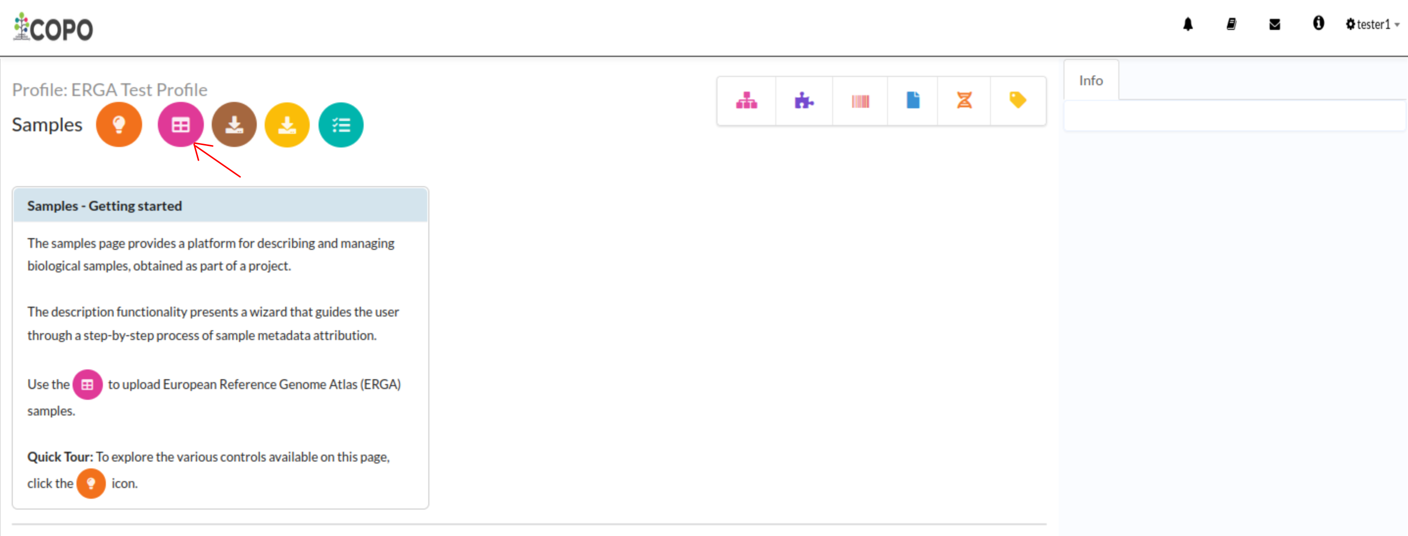 Pointer to 'Add Sample(s) from ERGA Spreadsheet' button