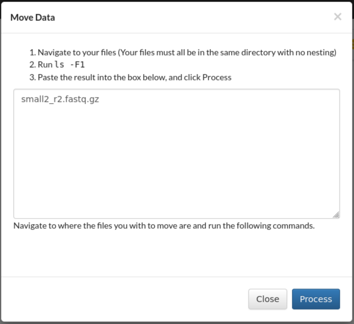 Move Data dialogue with details inputted