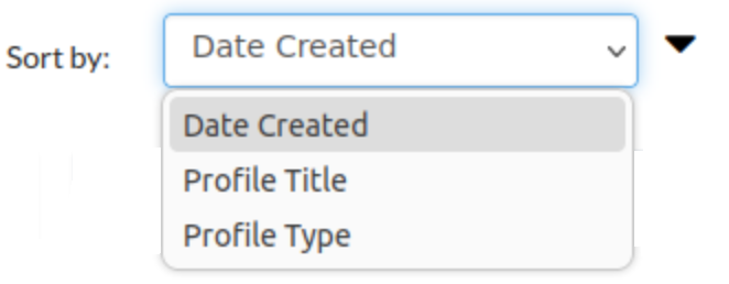 Profile sort menu with options displayed