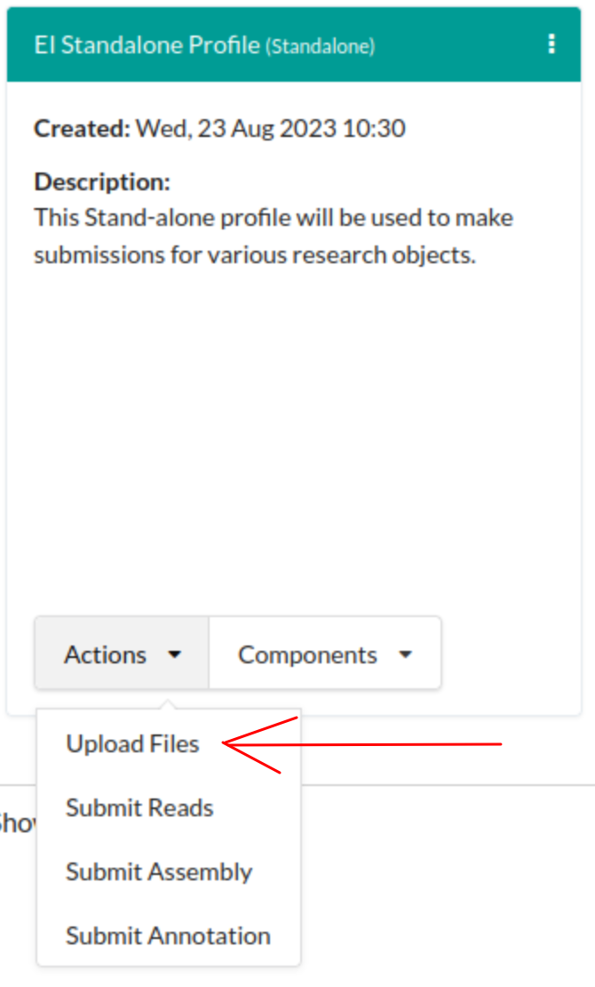 Stand-alone Files' profile action