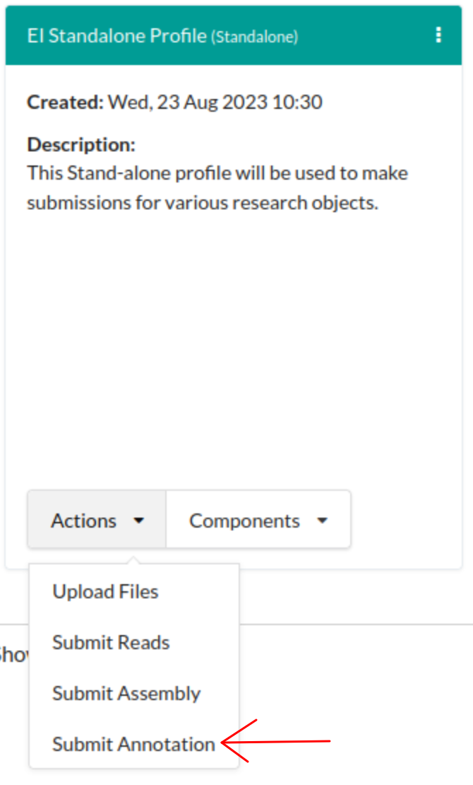 Stand-alone Sequence Annotations' profile action